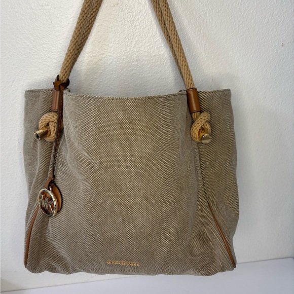 Michael Kors Beige Canvas Shoulder Bag - Picture 1 of 5